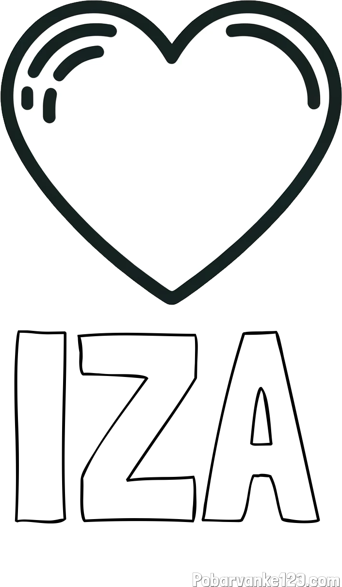 Pobarvanka imena IZA in pobarvanka lepega srčka