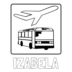 Online izdelana pobarvanka - Pobarvanka imena IZABELA in avtobus in letalo