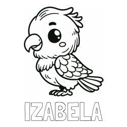Online izdelana pobarvanka - Pobarvanka imena IZABELA in pobarvanka ljubkega papagaja