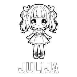Online izdelana pobarvanka - Pobarvanka imena JULIJA in pobarvanka anime punčke