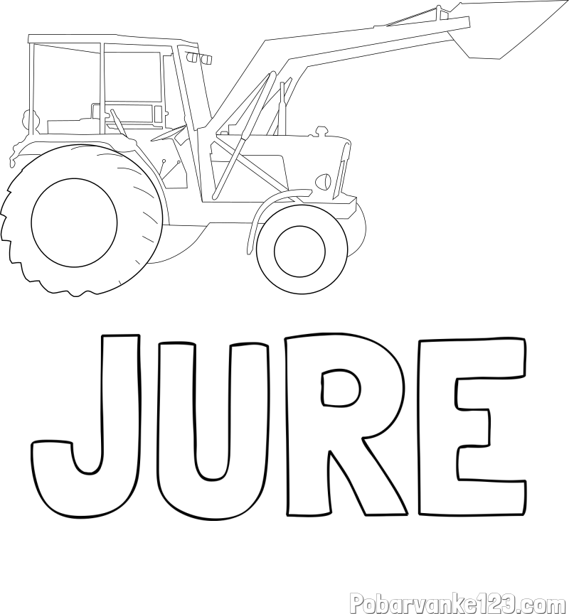Pobarvanka imena JURE in traktor 2