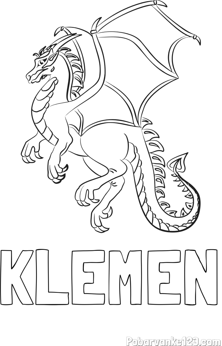 Pobarvanka imena KLEMEN in pobarvanka strašnega zmaja