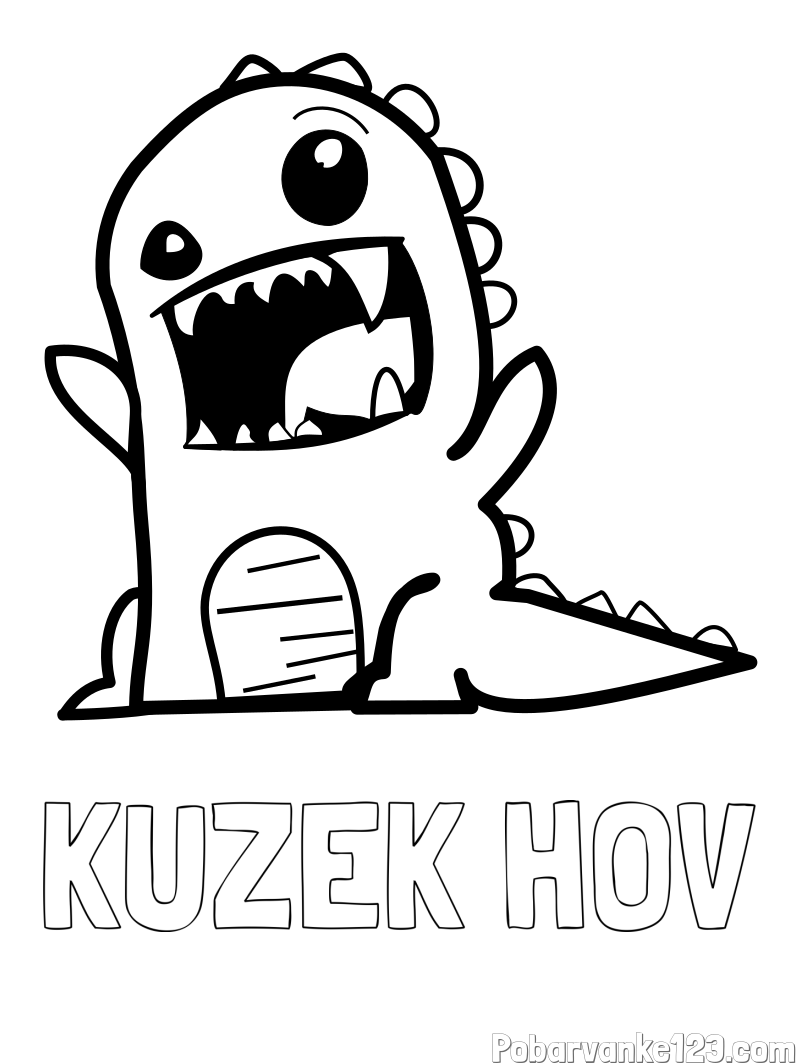 Pobarvanka imena KUŽEK HOV in pobarvanka strašnega dinozavra