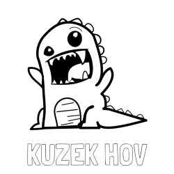 Online izdelana pobarvanka - Pobarvanka imena KUŽEK HOV in pobarvanka strašnega dinozavra