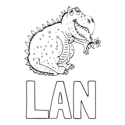 Online izdelana pobarvanka - Pobarvanka imena LAN in pobarvanka veselega dinozavra