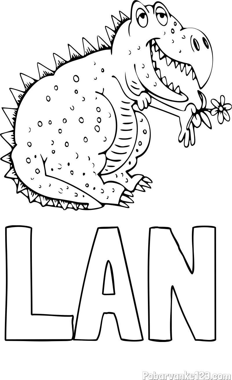 Pobarvanka imena LAN in pobarvanka veselega dinozavra