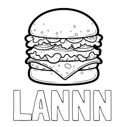Online izdelana pobarvanka - Pobarvanka imena LANNN in pobarvanka hamburger