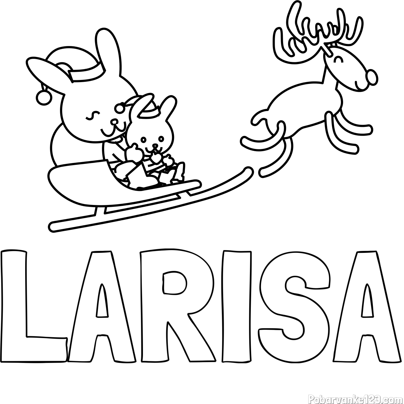 Pobarvanka imena LARISA in božične sani