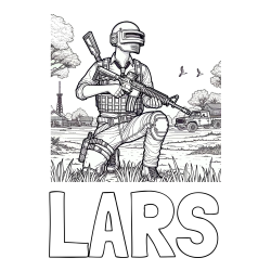 Online izdelana pobarvanka - Pobarvanka imena LARS in PUBG pobarvanka glavnega lika v klečečem položaju