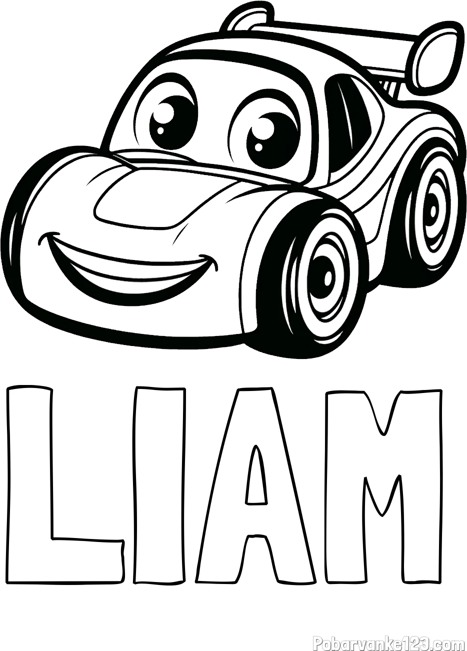 Pobarvanka imena LIAM in pobarvanka otroškega avtomobila