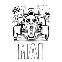 Online izdelana pobarvanka - Pobarvanka imena MAI in otroška pobarvanka FORMULA 1