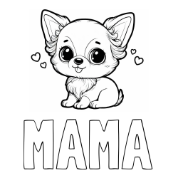 Online izdelana pobarvanka - Pobarvanka imena MAMA in pobarvanka čivave