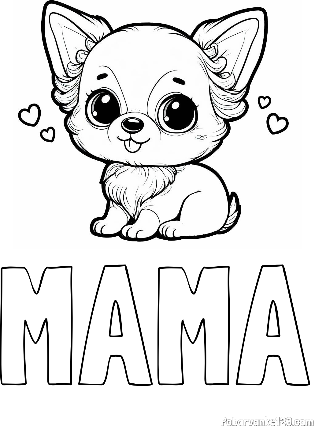 Pobarvanka imena MAMA in pobarvanka čivave