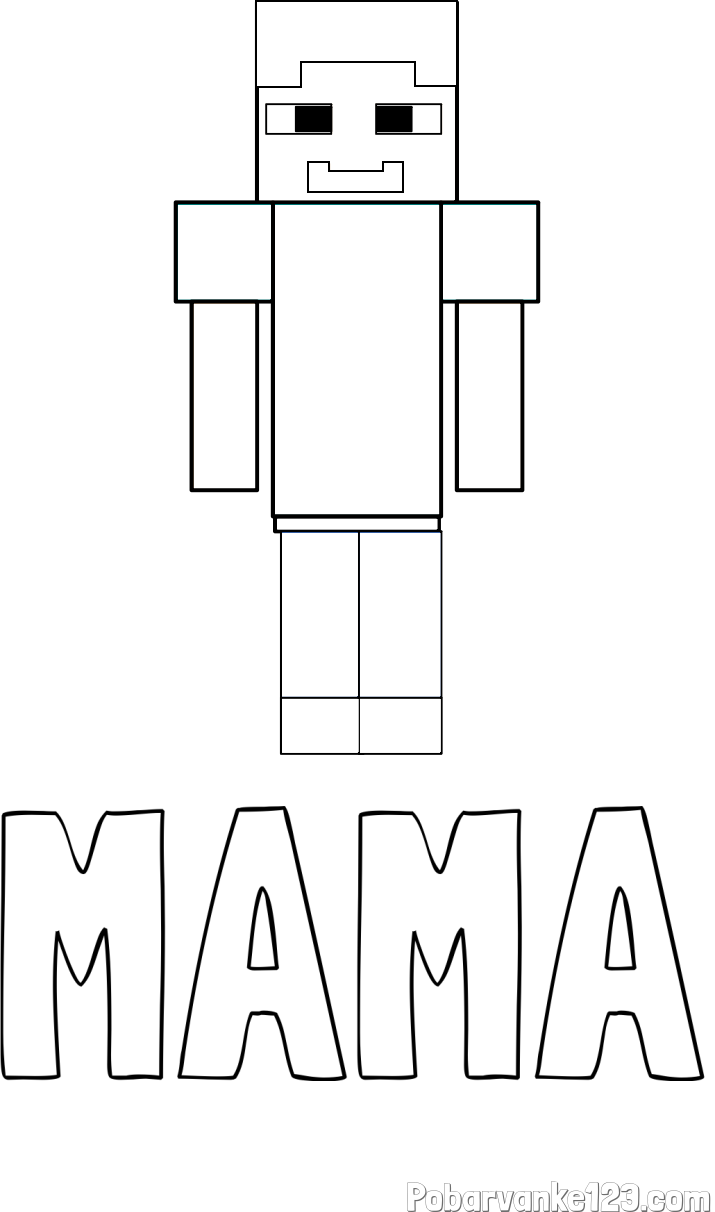 Pobarvanka imena MAMA in pobarvanka Minecraft glavnega junaka