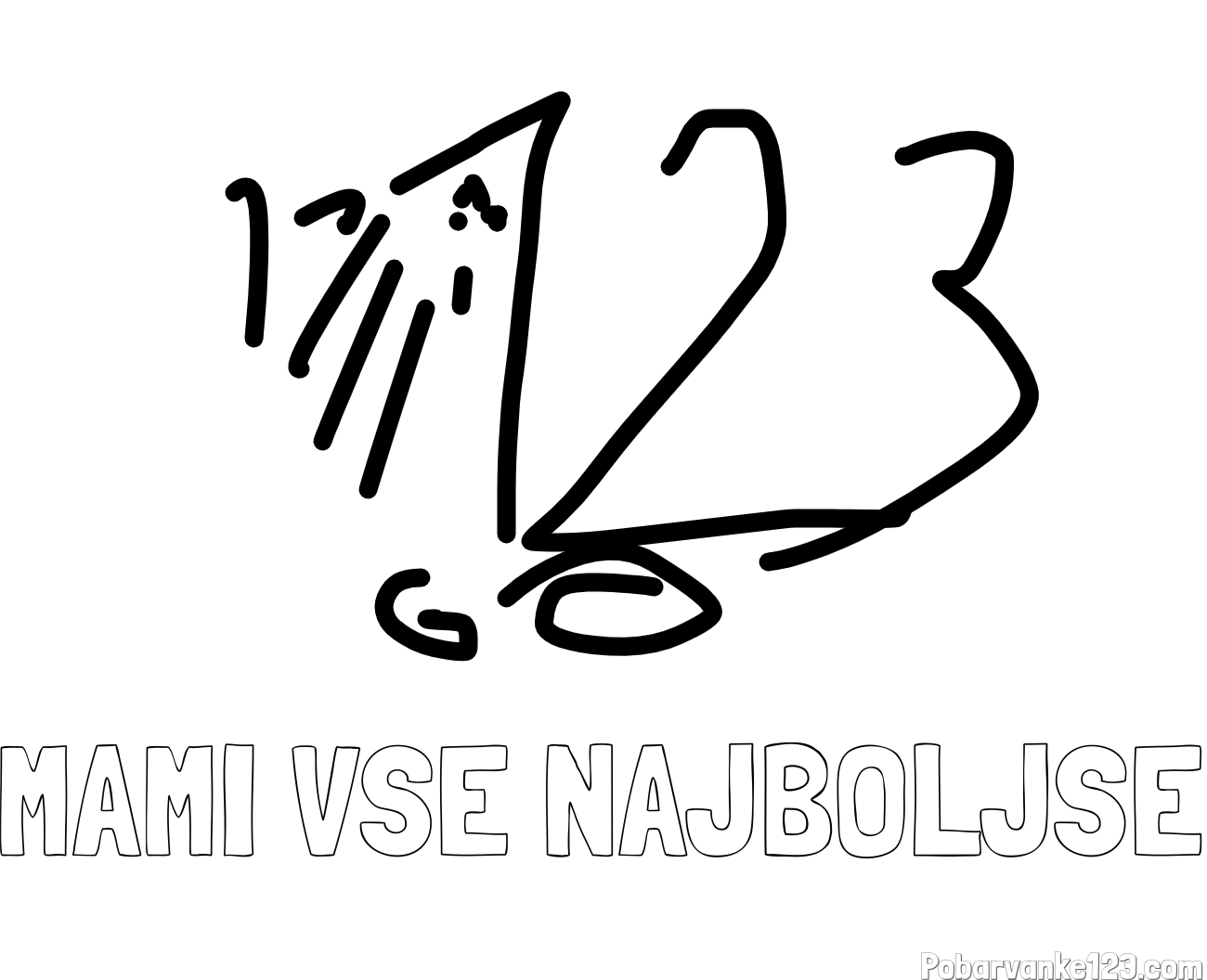 Pobarvanka imena MAMI VSE NAJBOLJŠE in 123