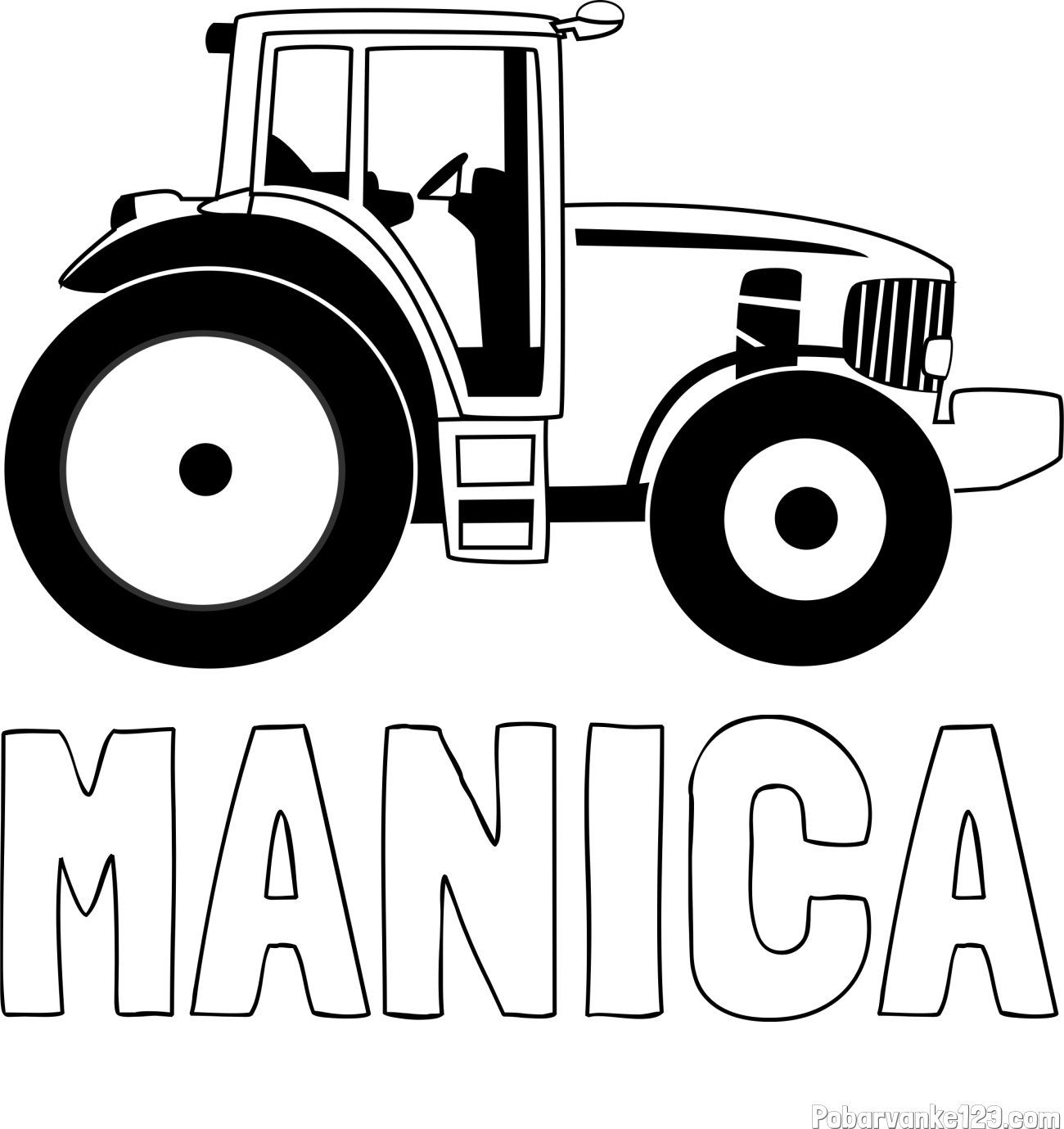 Pobarvanka imena MANICA in pobarvanka velikega in zmogljivega traktorja