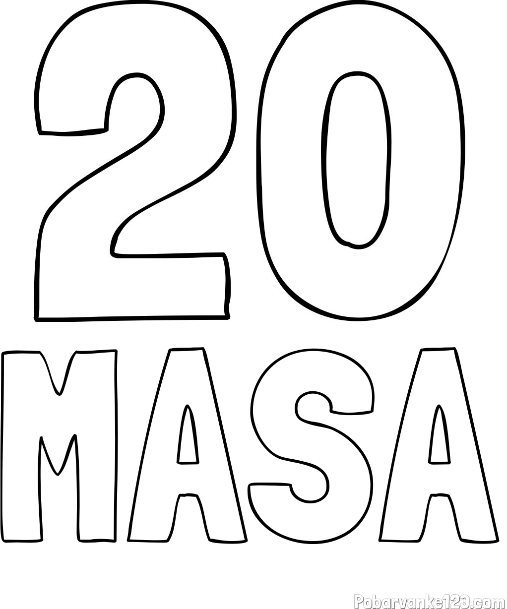 Pobarvanka imena MAŠA in pobarvanka številke dvajset (20)