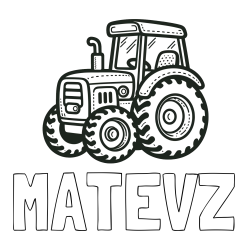 Online izdelana pobarvanka - Pobarvanka imena MATEVŽ in pobarvanka čudovitega traktorja