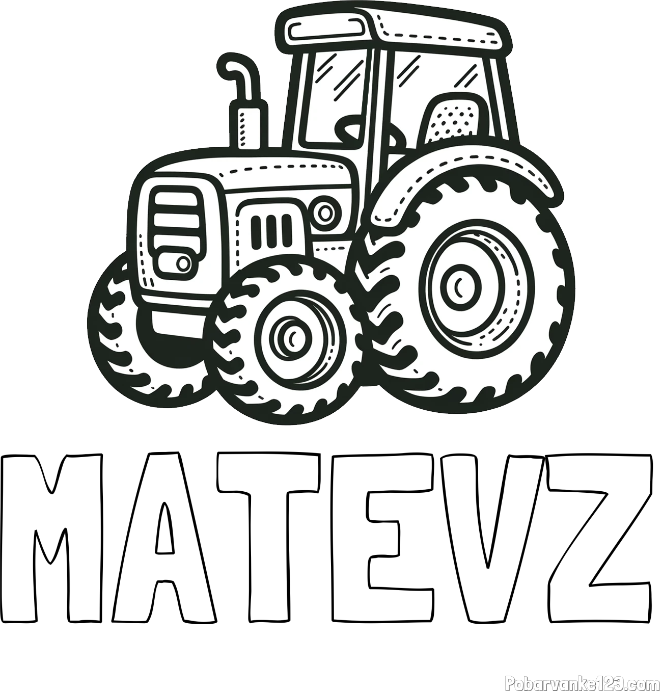 Pobarvanka imena MATEVŽ in pobarvanka čudovitega traktorja