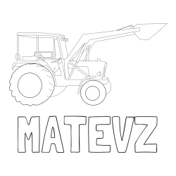 Online izdelana pobarvanka - Pobarvanka imena MATEVŽ in traktor 2