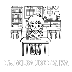 Online izdelana pobarvanka - Pobarvanka imena NAJBOLŠA UČENKA IZA in pobarvanka učenca v učilnici