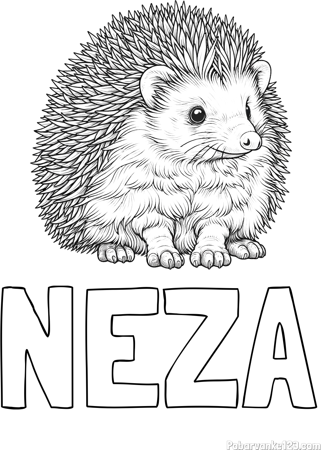 Pobarvanka imena NEŽA in pobarvanka nasmejanega ježa