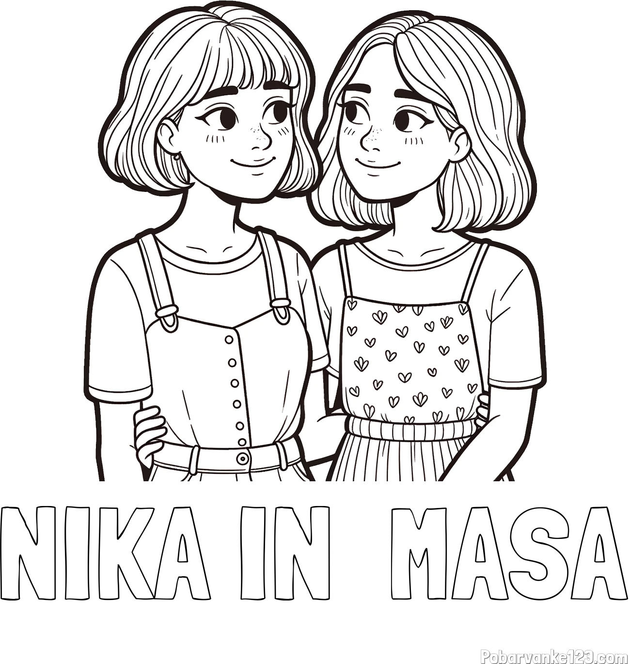 Pobarvanka imena NIKA IN  MASA in pobarvanka dveh najboljših prijateljic