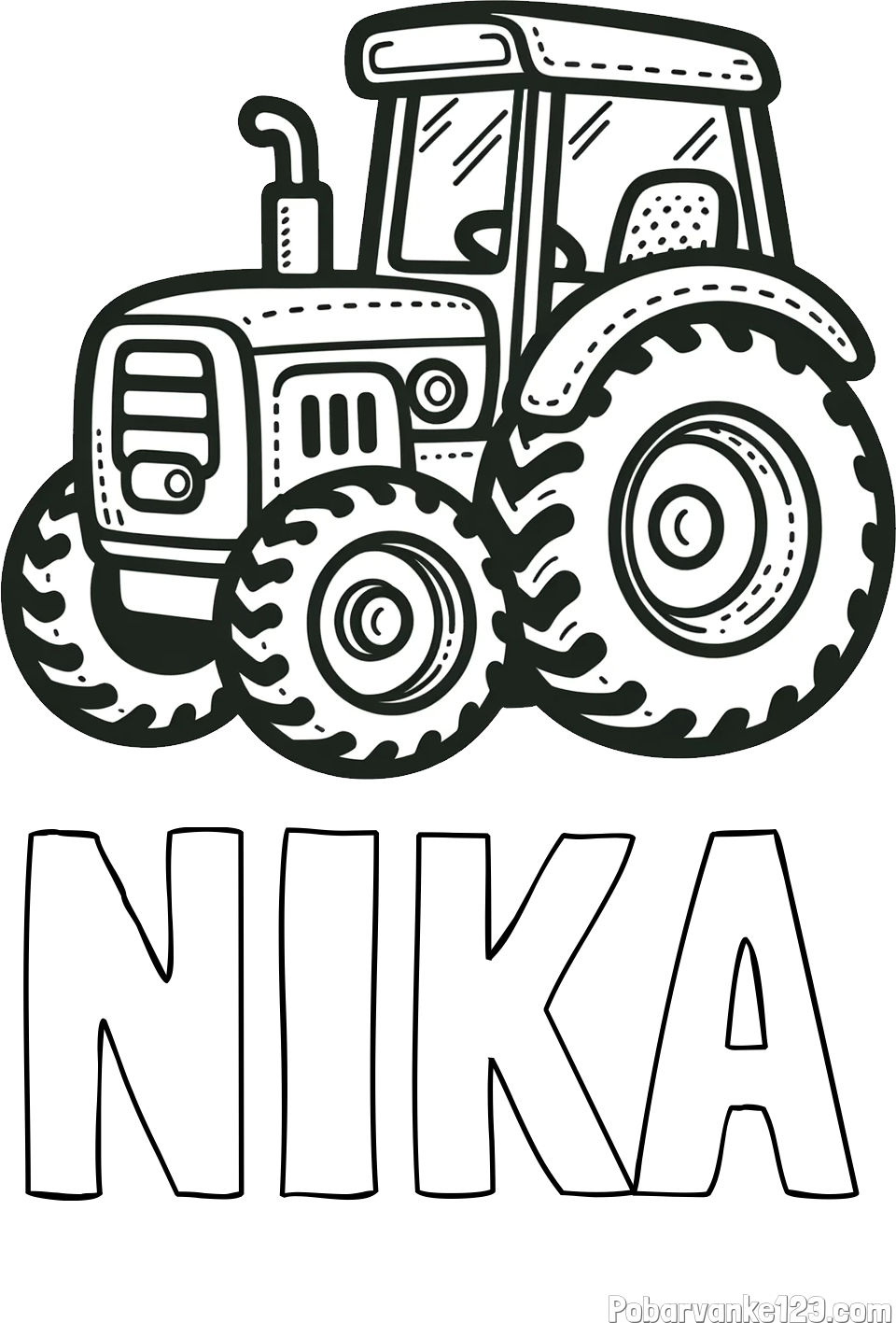 Pobarvanka imena NIKA in pobarvanka čudovitega traktorja