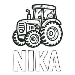 Online izdelana pobarvanka - Pobarvanka imena NIKA in pobarvanka čudovitega traktorja