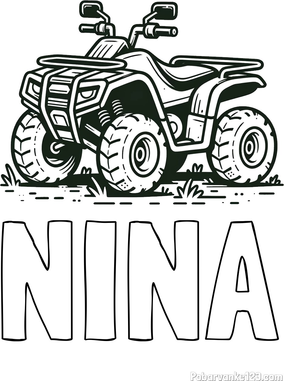 Pobarvanka imena NINA in pobarvanka štirikolesnika