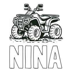 Online izdelana pobarvanka - Pobarvanka imena NINA in pobarvanka štirikolesnika