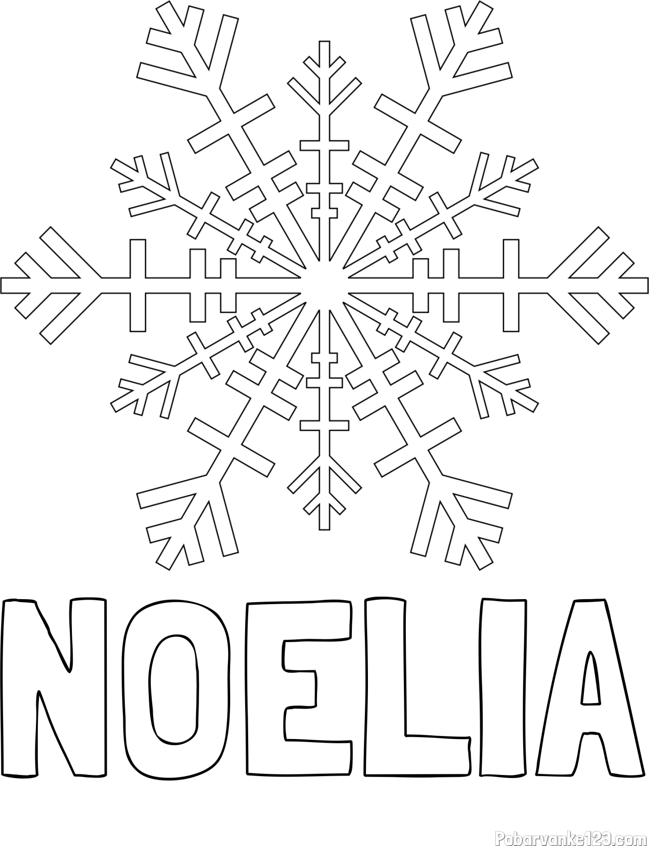 Pobarvanka imena NOELIA in pobarvanka lepe snežinke