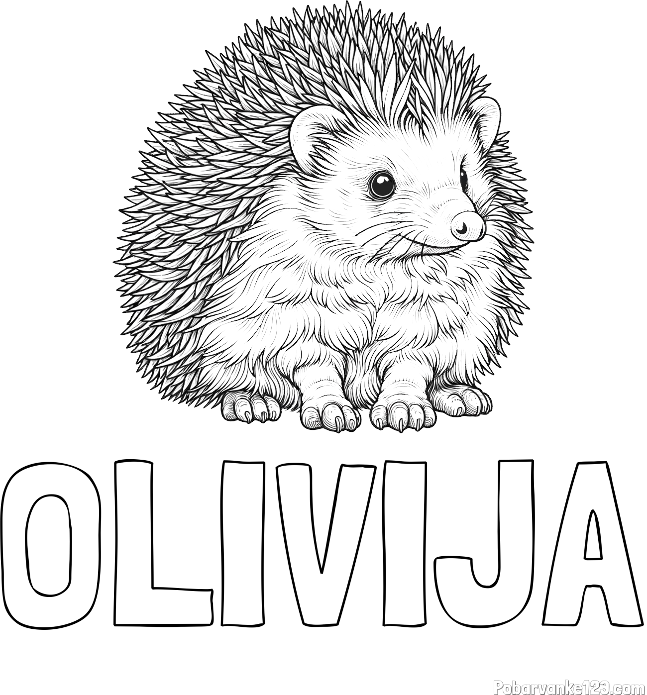Pobarvanka imena OLIVIJA in pobarvanka nasmejanega ježa