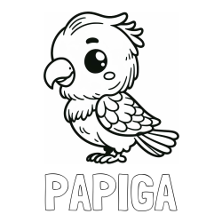 Online izdelana pobarvanka - Pobarvanka imena PAPIGA in pobarvanka ljubkega papagaja