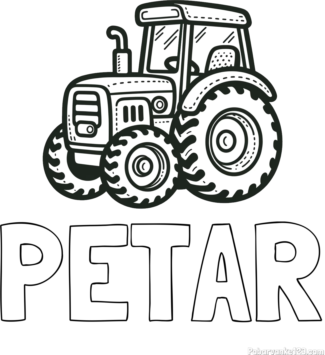 Pobarvanka imena PETAR in pobarvanka čudovitega traktorja