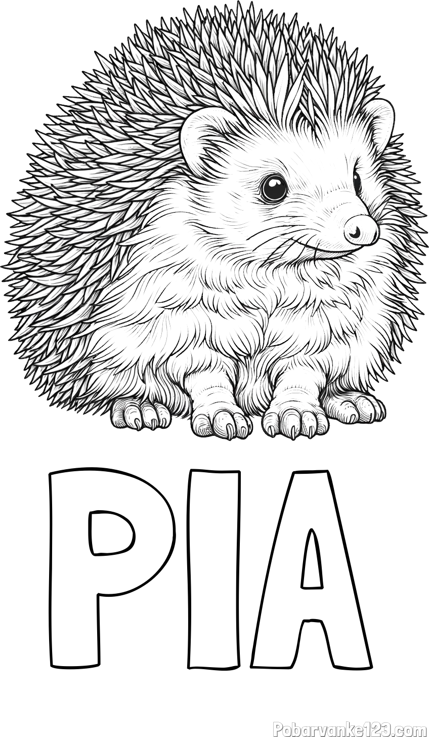 Pobarvanka imena PIA in pobarvanka nasmejanega ježa