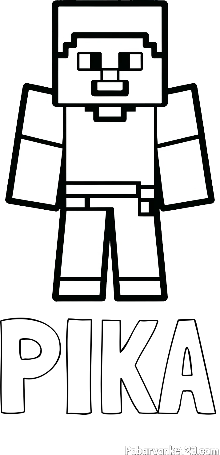 Pobarvanka imena PIKA in pobarvanka Minecraft figurice