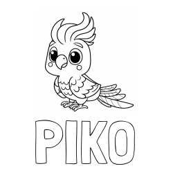 Online izdelana pobarvanka - Pobarvanka imena PIKO in pobarvanka ljubke papige