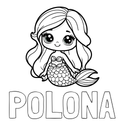 Online izdelana pobarvanka - Pobarvanka imena POLONA in pobarvanka prikupne morske deklice