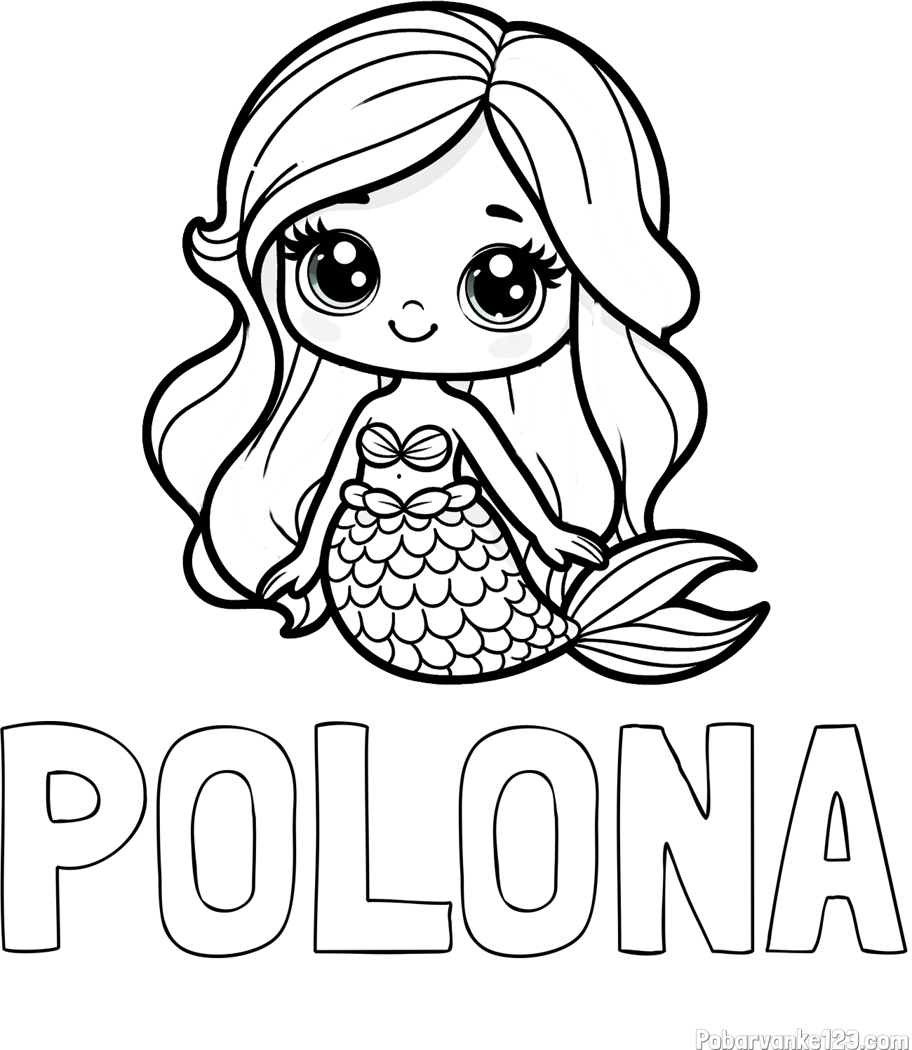 Pobarvanka imena POLONA in pobarvanka prikupne morske deklice