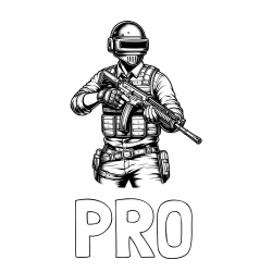 Online izdelana pobarvanka - Pobarvanka imena PRO in pobarvanka PUBG osrednjega lika v bojnem položaju