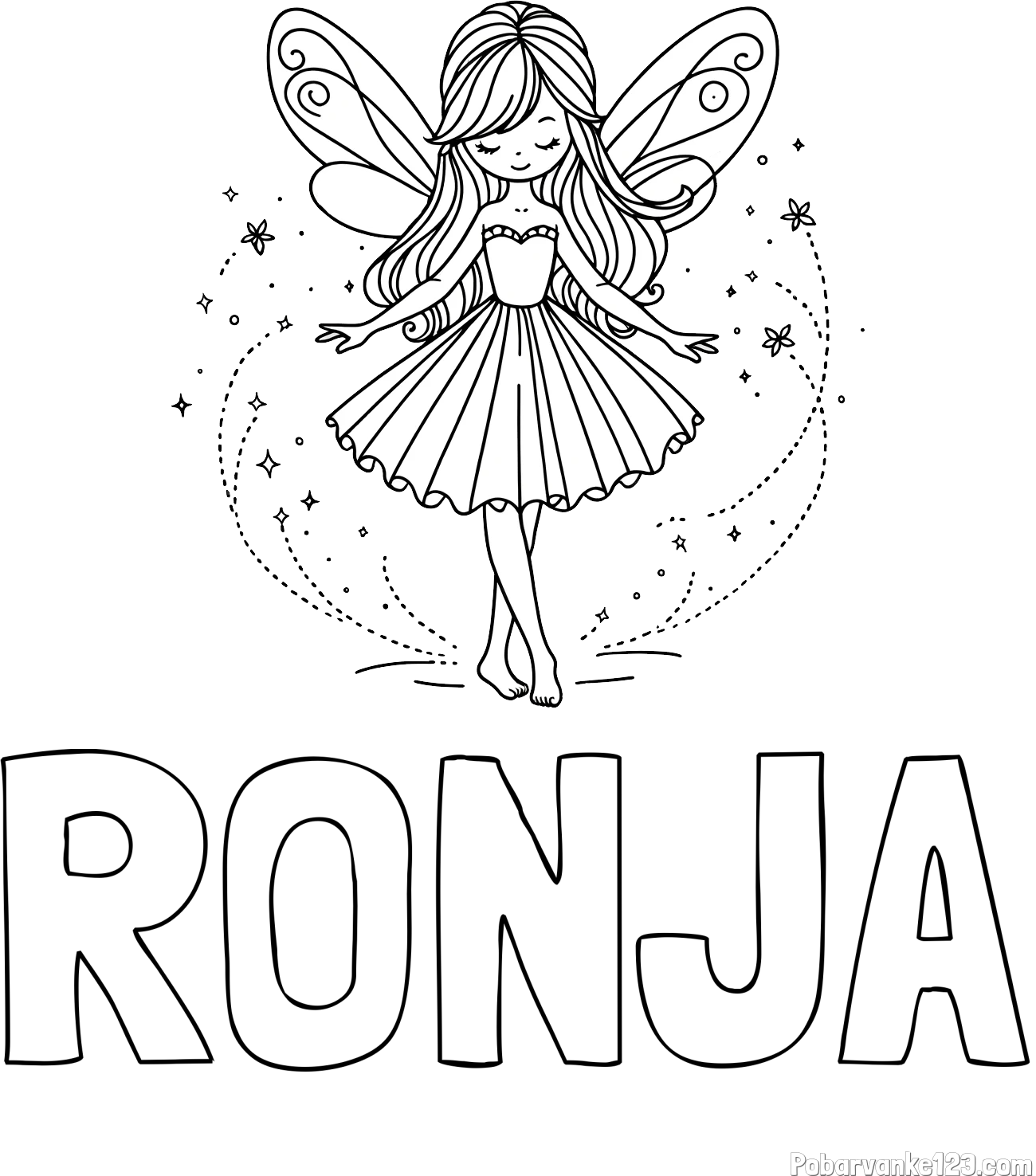 Pobarvanka imena RONJA in pobarvanka ljubke čarobne vile