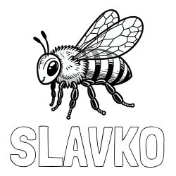 Online izdelana pobarvanka - Pobarvanka imena SLAVKO in otroška pobarvanka čebele (realistična)