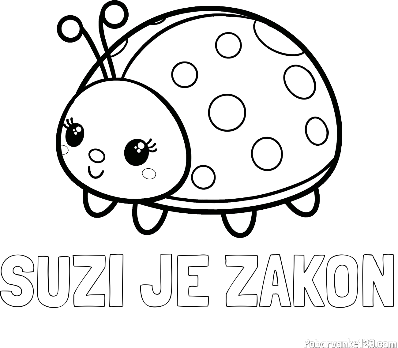 Pobarvanka imena SUZI JE ZAKON in pobarvanka ljubke pikapolonice