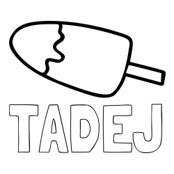 Online izdelana pobarvanka - Pobarvanka imena TADEJ in pobarvanka lučke (sladoled na palčki)