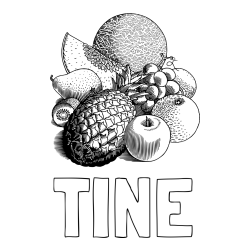 Online izdelana pobarvanka - Pobarvanka imena TINE in pobarvanka sadja (ananas, melona, jabolka, kivi, grozdje, pomaranča...)