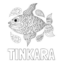 Online izdelana pobarvanka - Pobarvanka imena TINKARA in pobarvanka pisane ribe