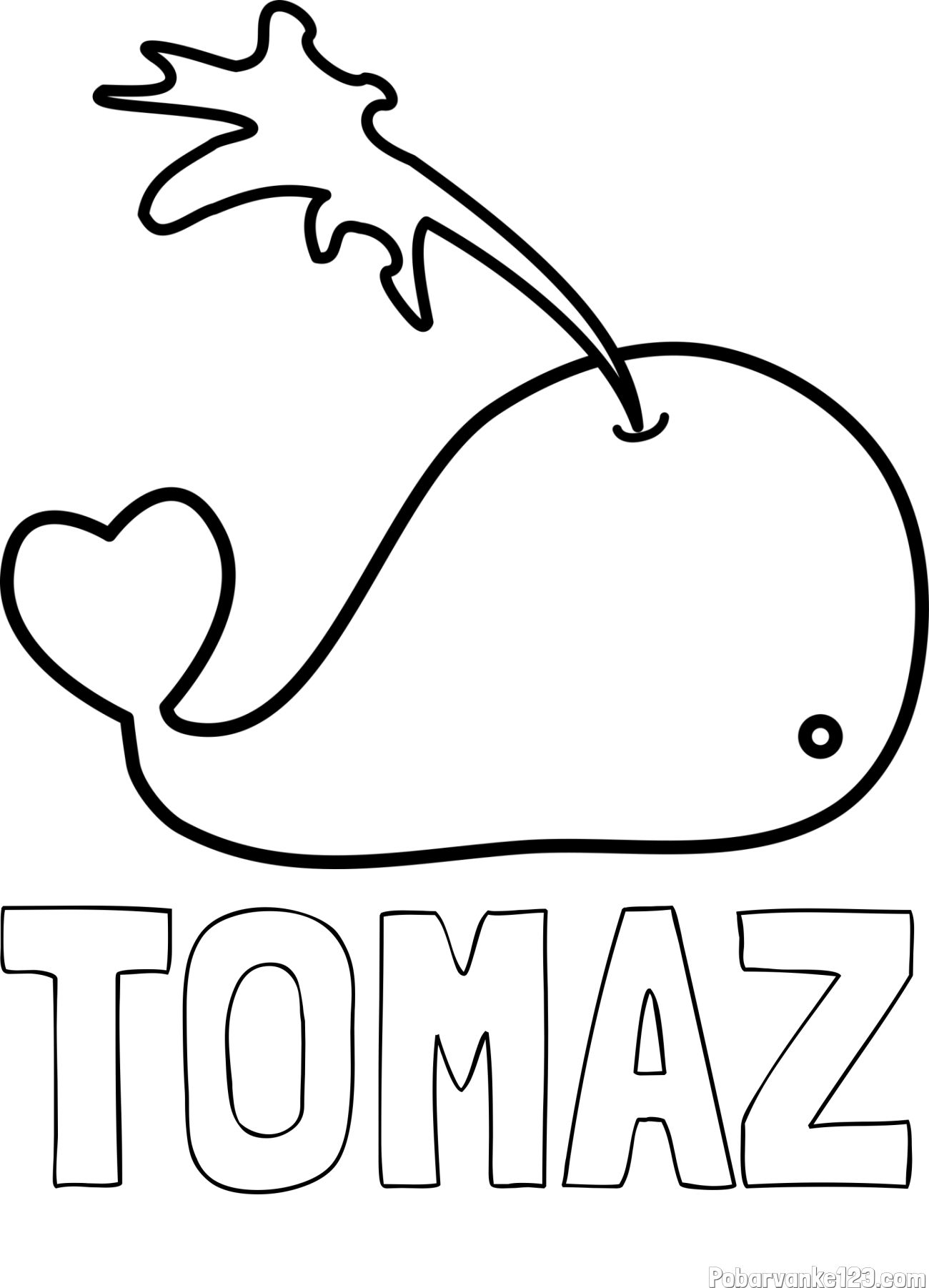 Pobarvanka imena TOMAŽ in pobarvanka kit