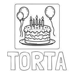 Online izdelana pobarvanka - Pobarvanka imena TORTA in pobarvanka torte za 5. rojstni dan