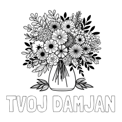Online izdelana pobarvanka - Pobarvanka imena TVOJ DAMJAN in pobarvanka veliekga šopka rož